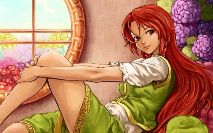 anime girls, Redhead, Long hair HD Wallpaper Desktop Background