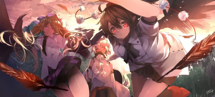 Touhou, Himekaidou Hatate, Inubashiri Momiji, Shameimaru Aya HD Wallpaper Desktop Background