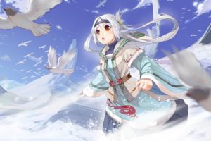 birds, Original characters, Snow, Mountain