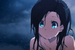 anime girls, Long hair, Blue eyes