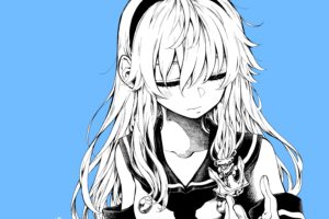 anime girls, Simple background, Monochrome, School uniform