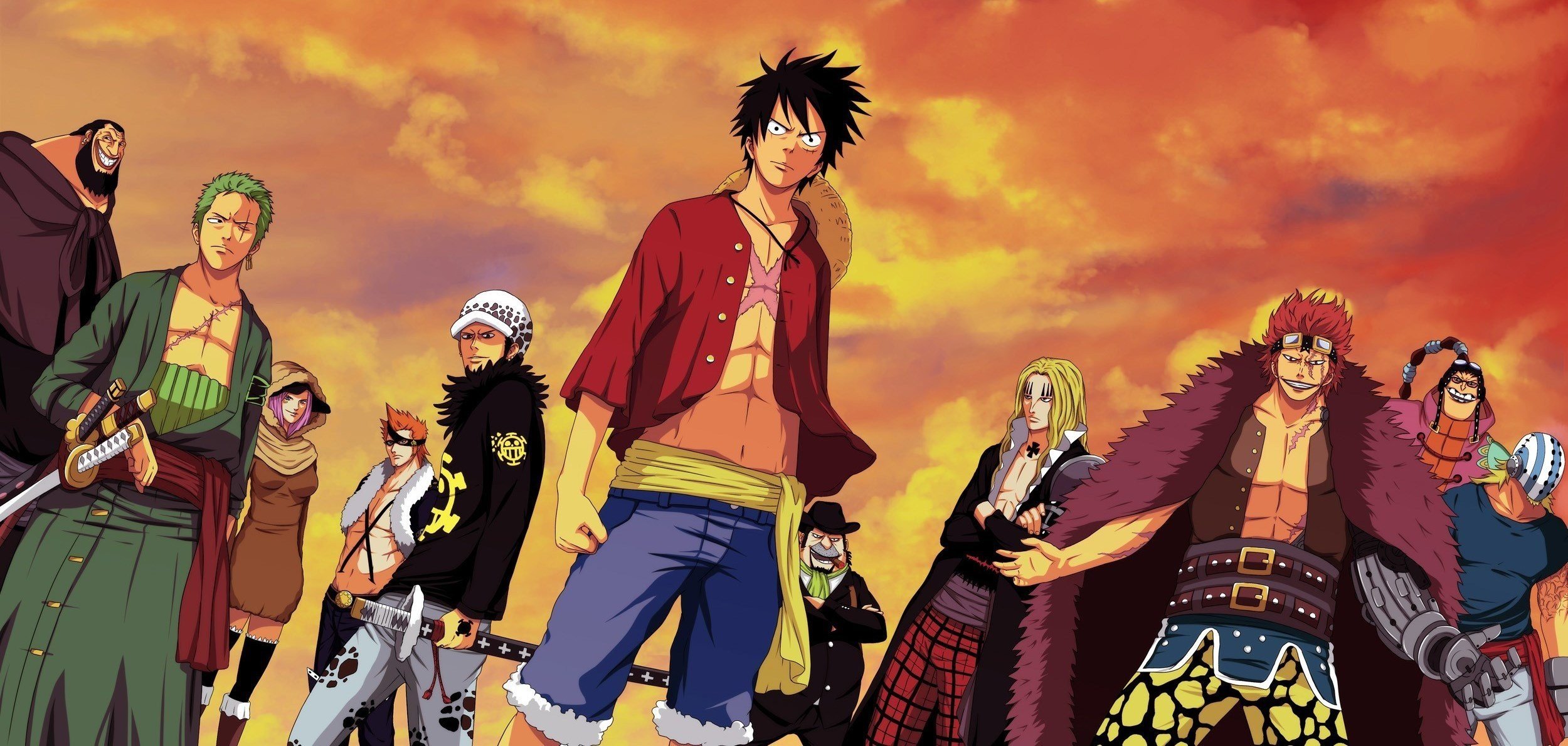 One Piece, Manga, Monkey D. Luffy, Roronoa Zoro, Trafalgar Law, The Worst Generation Wallpaper