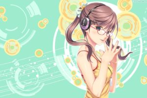 anime girls, Anime, Glasses, Headphones