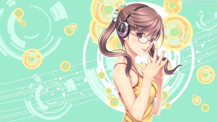 anime girls, Anime, Glasses, Headphones HD Wallpaper Desktop Background