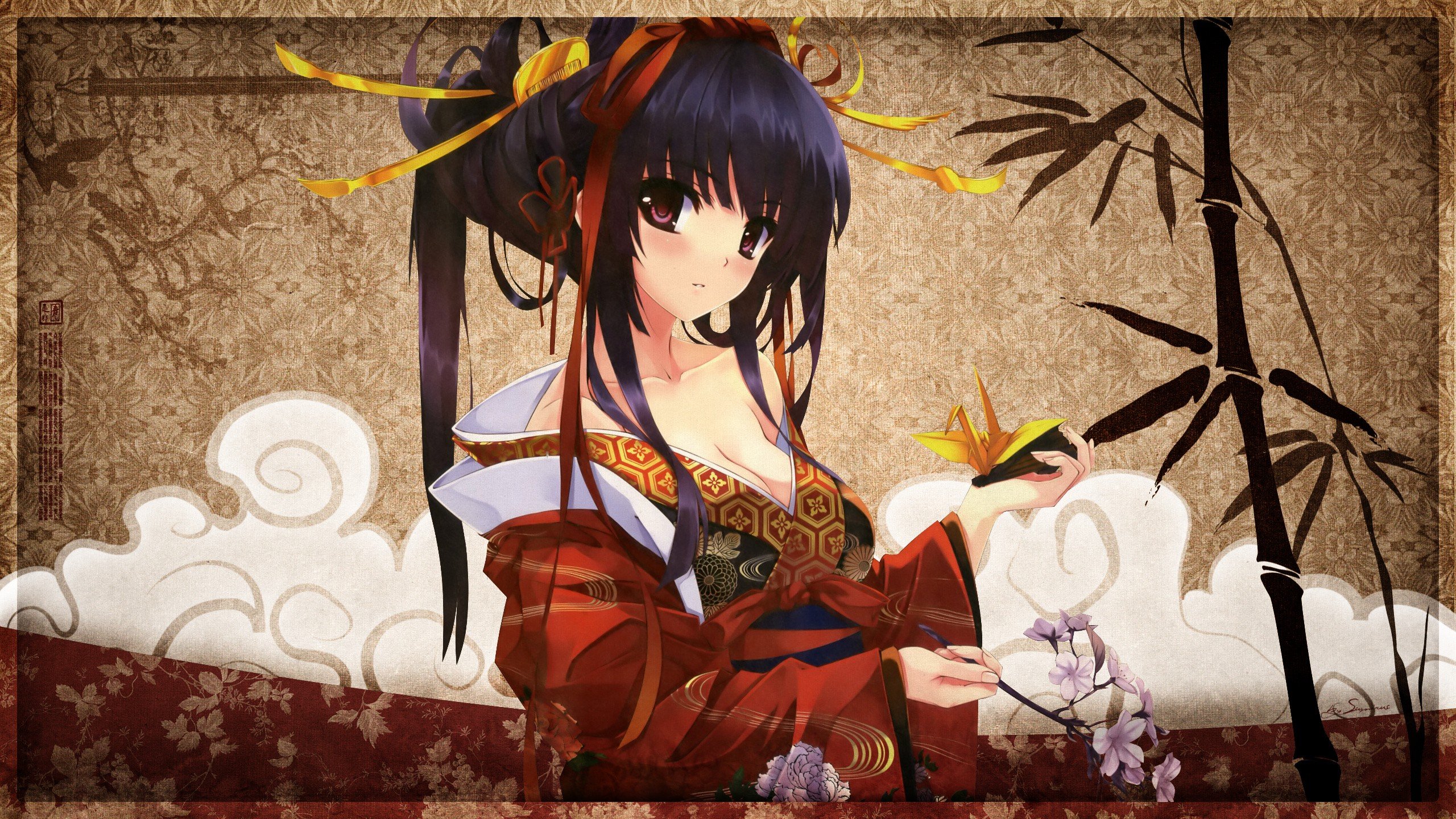 anime girls, Kimono Wallpaper