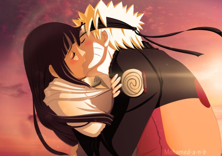 digital art, Anime, Naruto Shippuuden, Hyuuga Hinata, Kissing, Couple, Uzumaki Naruto HD Wallpaper Desktop Background