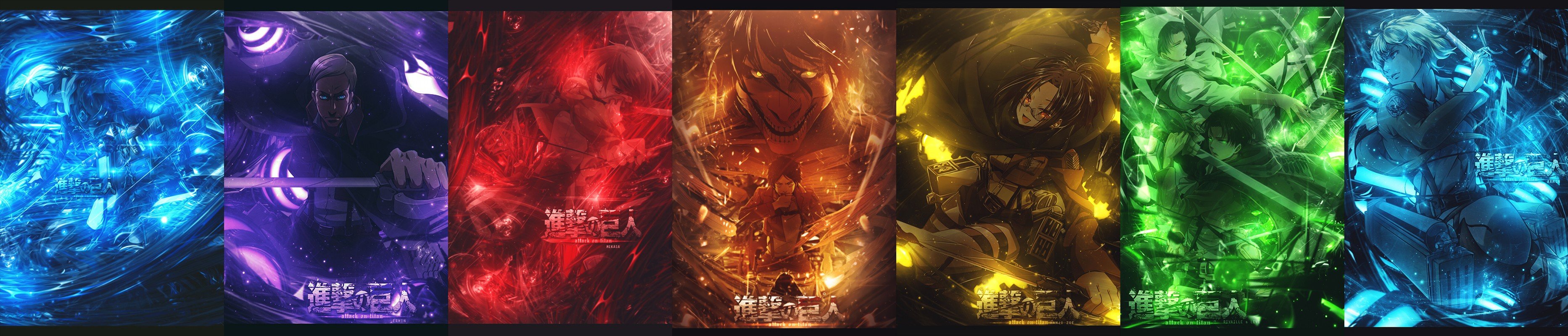 Shingeki no Kyojin, Eren Jeager, Mikasa Ackerman, Armin Arlert, Erwin Smith, Levi Ackerman Wallpaper