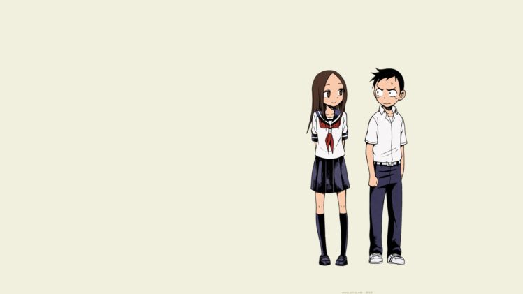 Karakai Jouzu no Takagi san, Souichirou Yamamoto, Takagi san, Nishikata, Anime, Manga, School uniform, Schoolgirls, Long hair, Romance HD Wallpaper Desktop Background