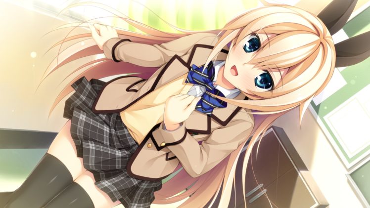 blonde, Anime girls, Long hair HD Wallpaper Desktop Background
