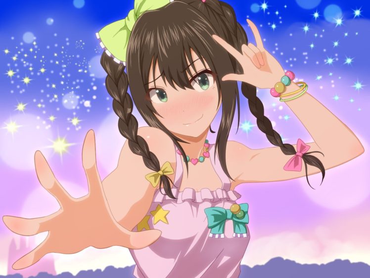 anime girls, Anime, Long hair, Purple dresses, Brunette HD Wallpaper Desktop Background