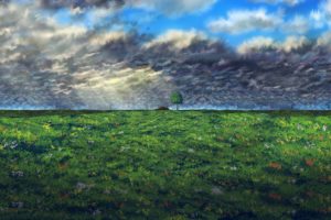 nature, Clouds, Horizon, Artwork, Painting
