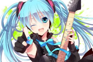 anime, Anime girls, Hatsune Miku, Vocaloid, Guitar