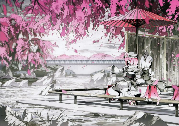 Touhou, Konpaku Youmu, Saigyouji Yuyuko, Pink, Cherry blossom HD Wallpaper Desktop Background