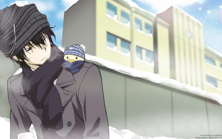 anime, Hibari Kyoya, Katekyo Hitman Reborn!, Birds, Snow HD Wallpaper Desktop Background