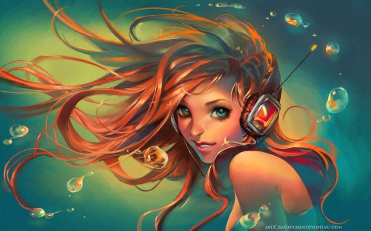 redhead, Anime girls, Bubbles HD Wallpaper Desktop Background