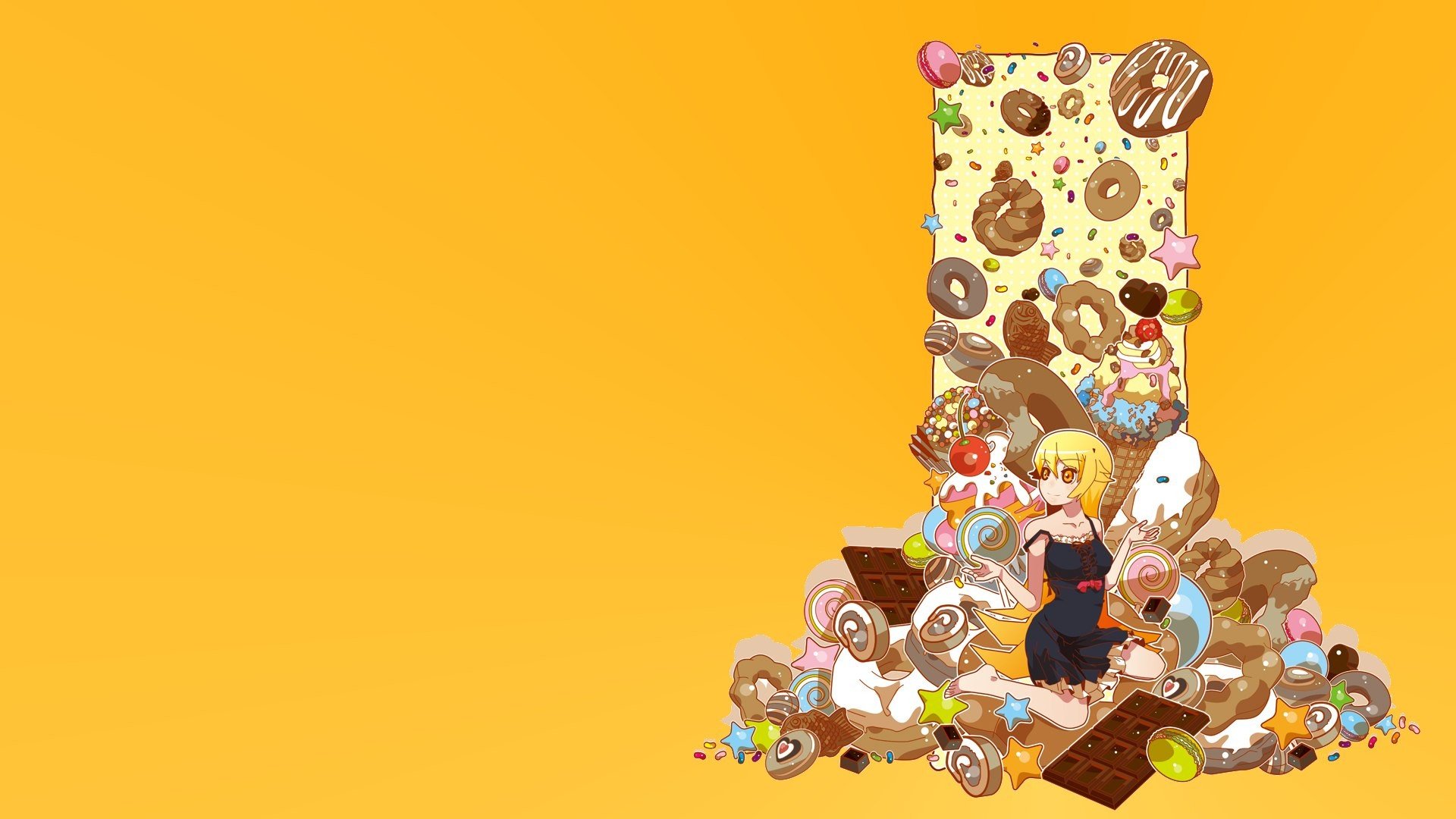 Monogatari Series, Oshino Shinobu, Donut, Sweets Wallpaper
