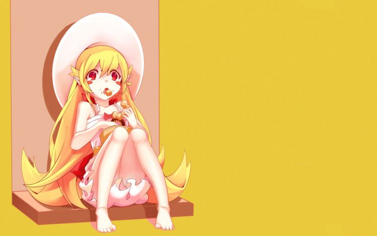 Monogatari Series, Oshino Shinobu, Donut, Anime HD Wallpaper Desktop Background
