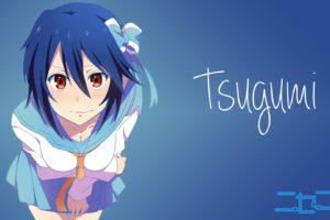 anime, Nisekoi, Tsugumi Seishirou, Red eyes, Anime girls, Blue hair, School uniform