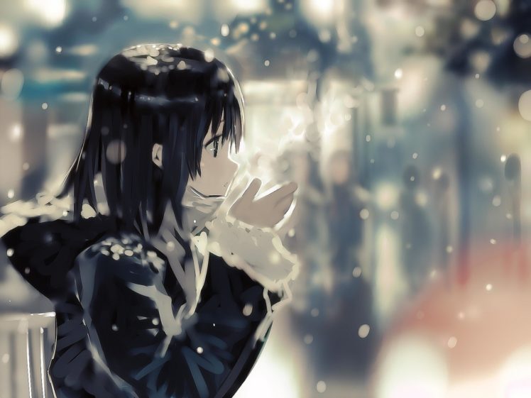 Anime Anime Girls Cold Short Hair Winter Wallpapers Hd