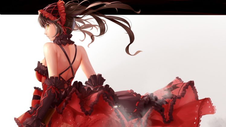 Date A Live, Tokisaki Kurumi, Anime girls, Red dress, Artwork HD Wallpaper Desktop Background
