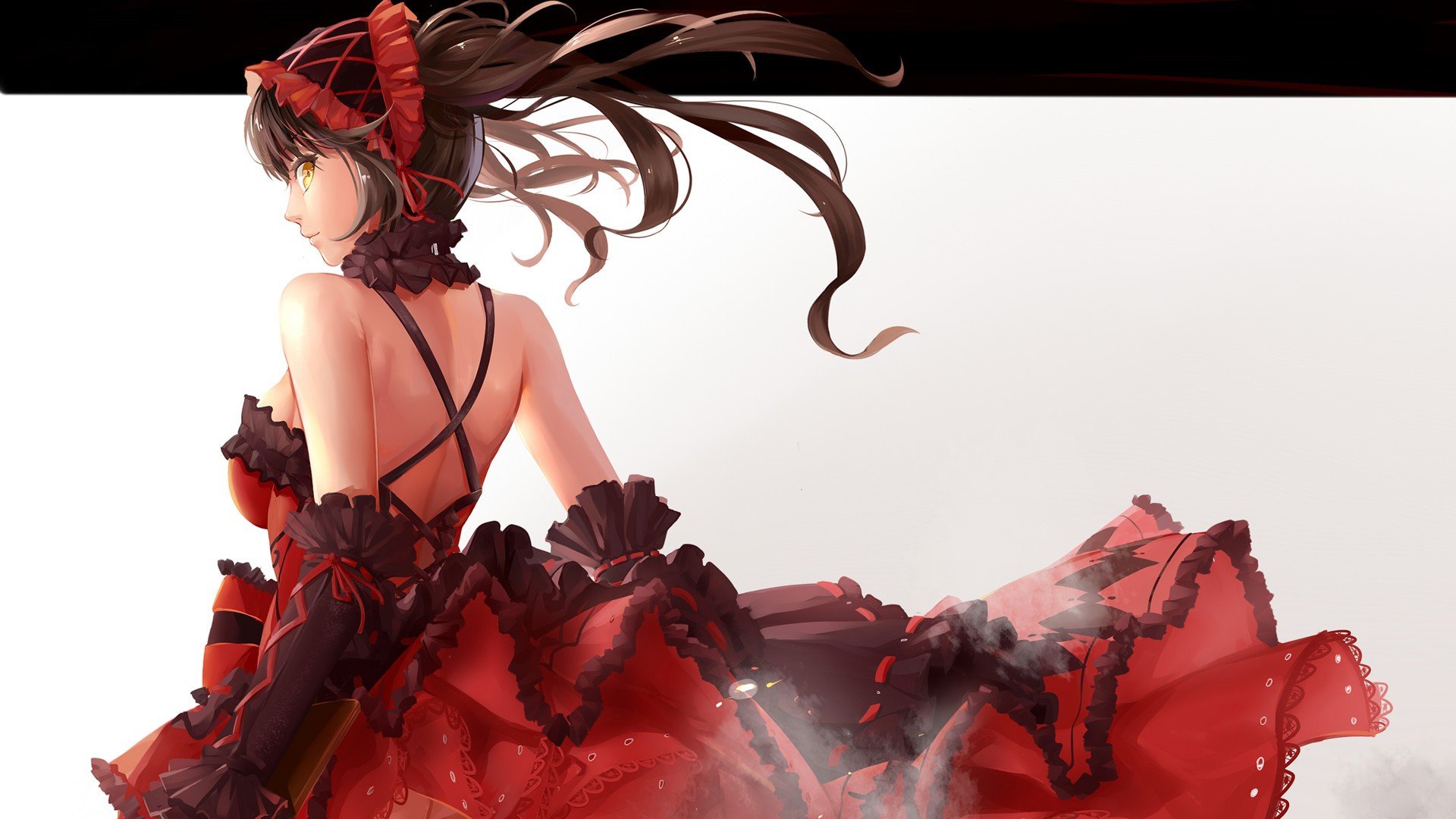 Date A Live, Tokisaki Kurumi, Anime girls, Red dress, Artwork Wallpapers HD...