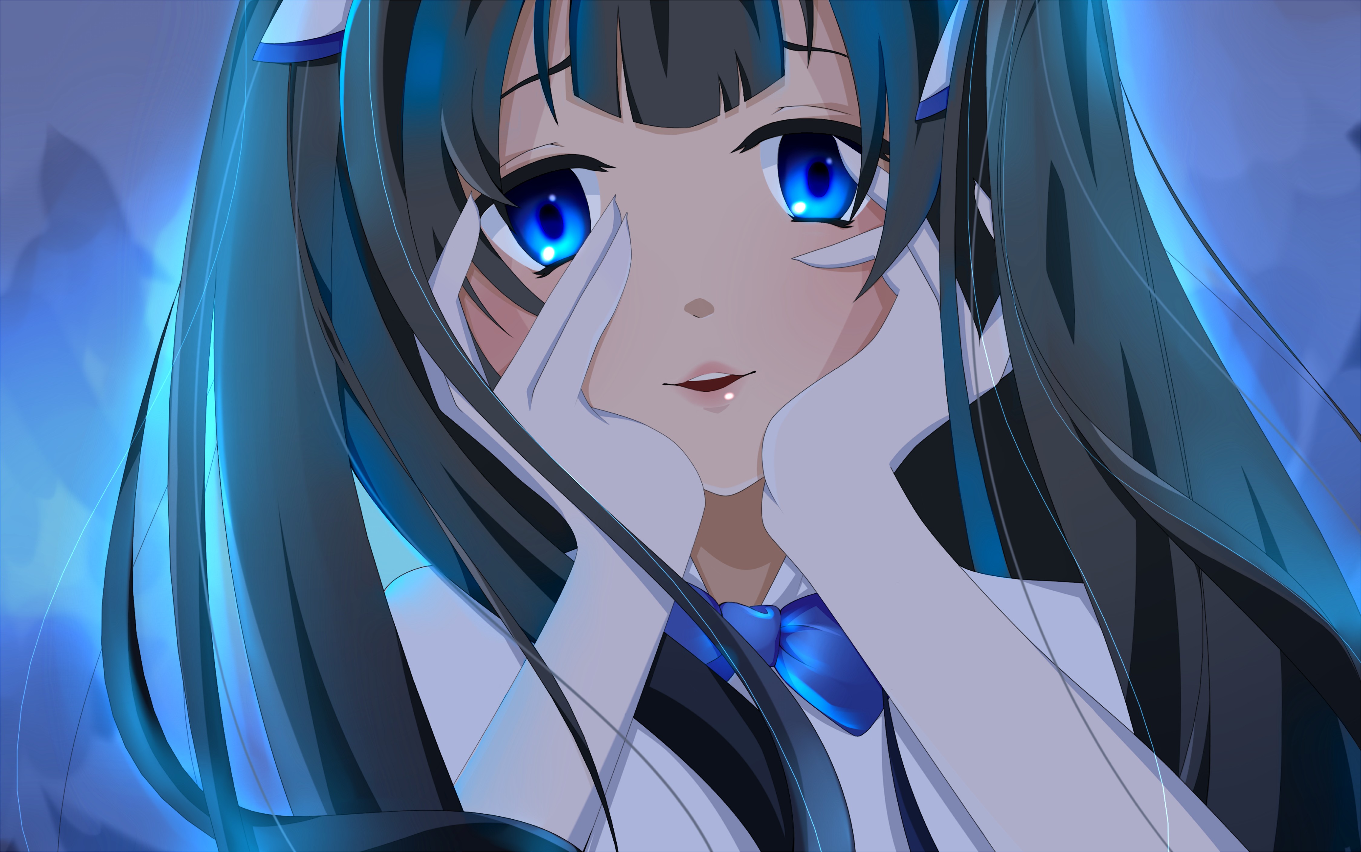 anime girls, Dungeon ni Deai wo Motomeru no ha Machigatteiru Darou ka?, Hestia, Blue eyes Wallpaper