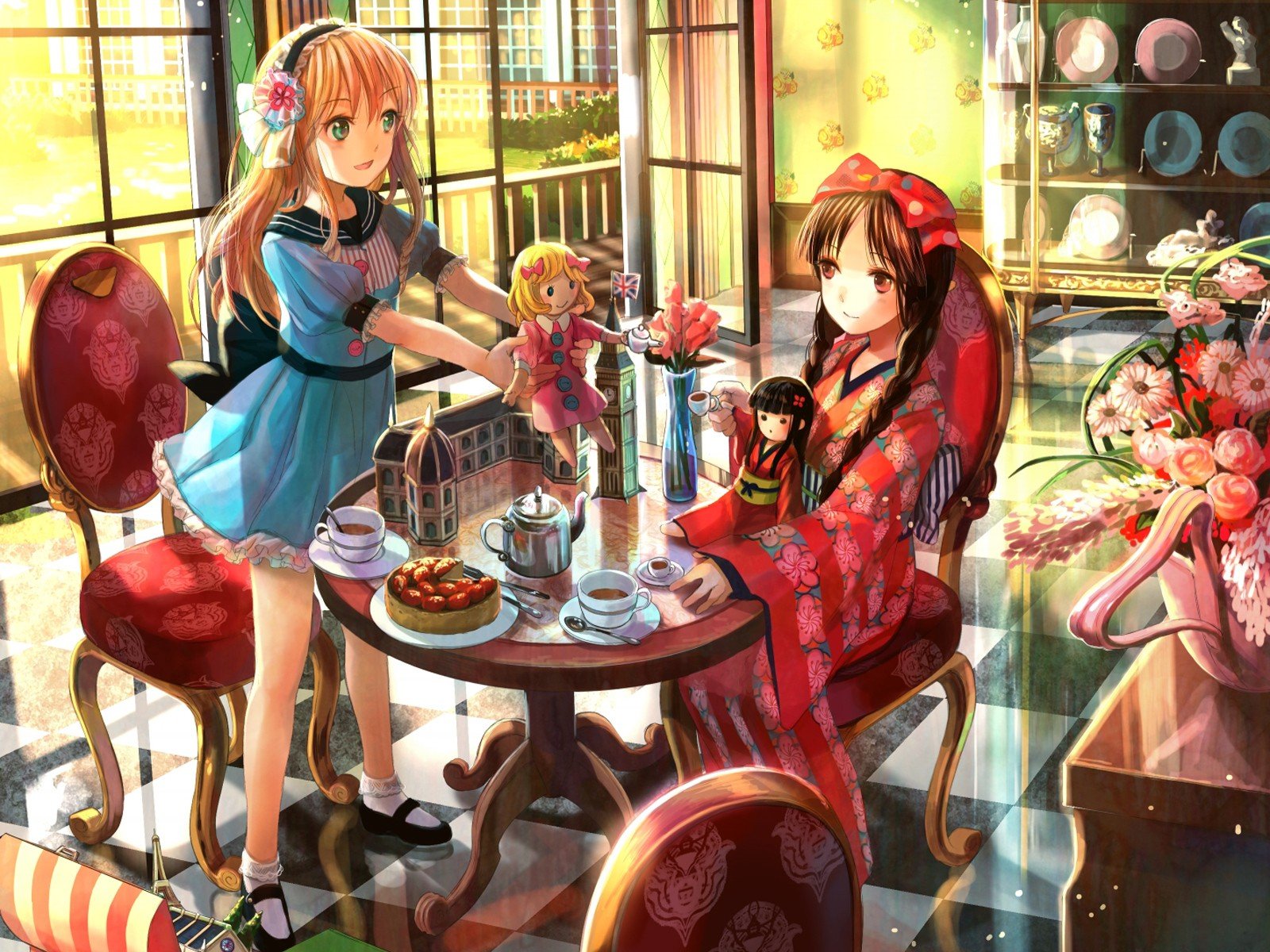 little girl, Kimono Wallpaper