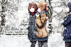 snow, Anime girls, White, Kantai Collection, Akatsuki (KanColle), Hibiki (KanColle), Ikazuchi (KanColle), Inazuma (KanColle)