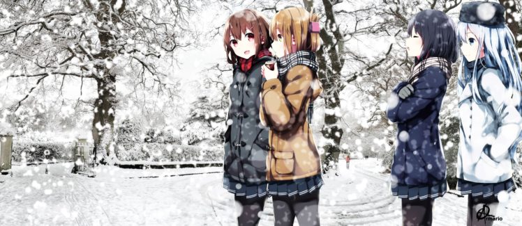 snow, Anime girls, White, Kantai Collection, Akatsuki (KanColle), Hibiki (KanColle), Ikazuchi (KanColle), Inazuma (KanColle) HD Wallpaper Desktop Background