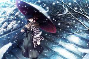anime girls, Anime, Snow