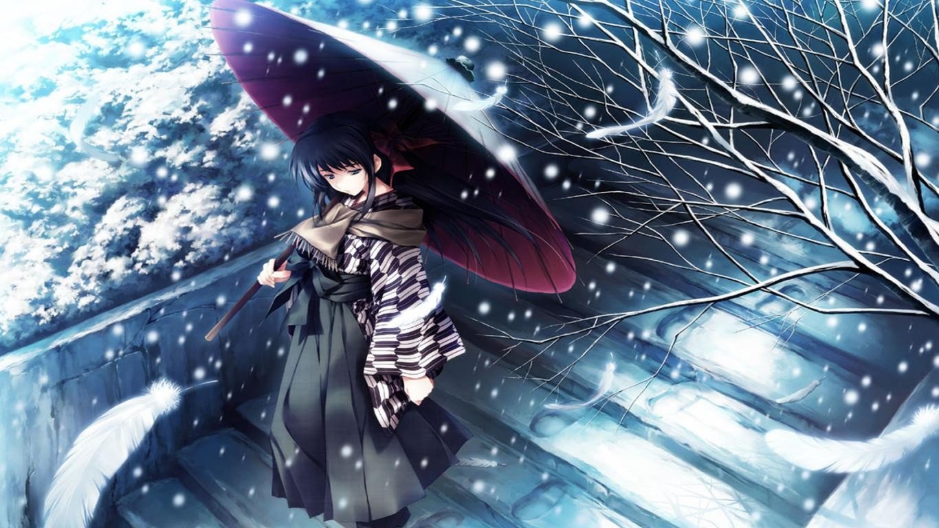 anime girls, Anime, Snow Wallpaper