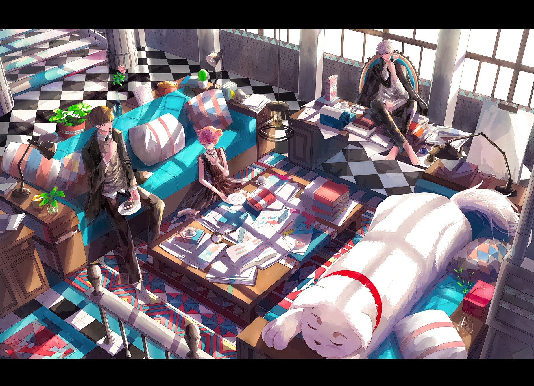 Gintama, Sakata Gintoki, Kagura, Shimura Shinpachi, Sadaharu Wallpaper