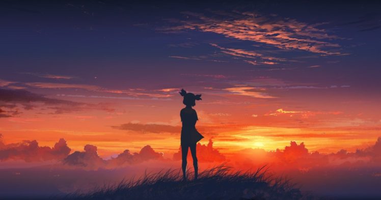 Everlasting Summer, Lena (character), Sunset, Anime, Anime girls HD Wallpaper Desktop Background