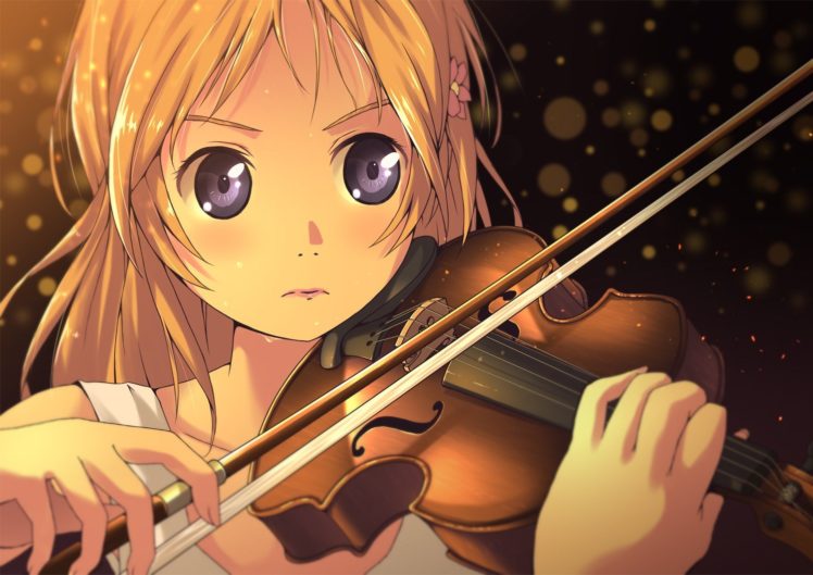 Shigatsu wa Kimi no Uso, Miyazono Kaori, Anime girls, Violin HD Wallpaper Desktop Background