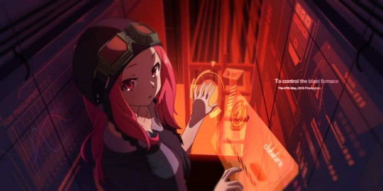 anime girls, Anime, Redhead, Long hair, Pilot, Science fiction HD Wallpaper Desktop Background
