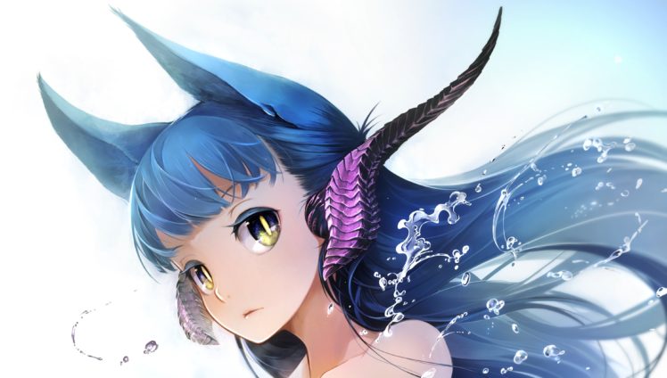 anime girls, Anime, Original characters, Animal ears, Blue hair, Long hair HD Wallpaper Desktop Background