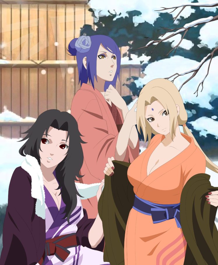 Naruto Shippuuden, Anime girls, Tsunade, Yuhi Kurenai, Konan HD Wallpaper Desktop Background