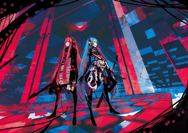 Vocaloid, Guitar, Hatsune Miku, Megurine Luka HD Wallpaper Desktop Background