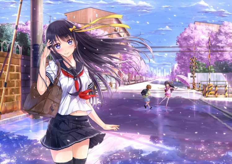 anime girls, School uniform HD Wallpaper Desktop Background
