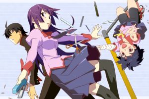 anime, Monogatari Series, Kanbaru Suruga, Araragi Koyomi, Senjougahara Hitagi