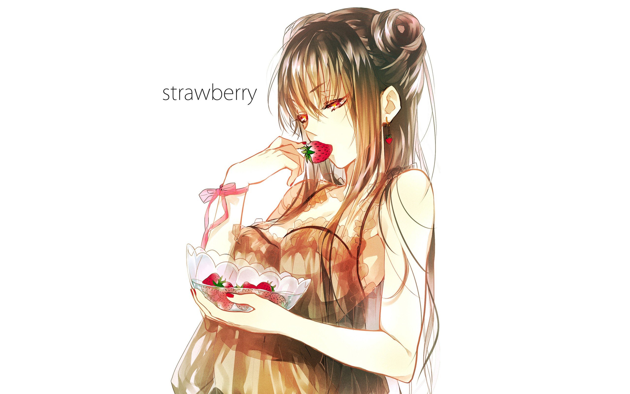 strawberries, Original characters Wallpaper