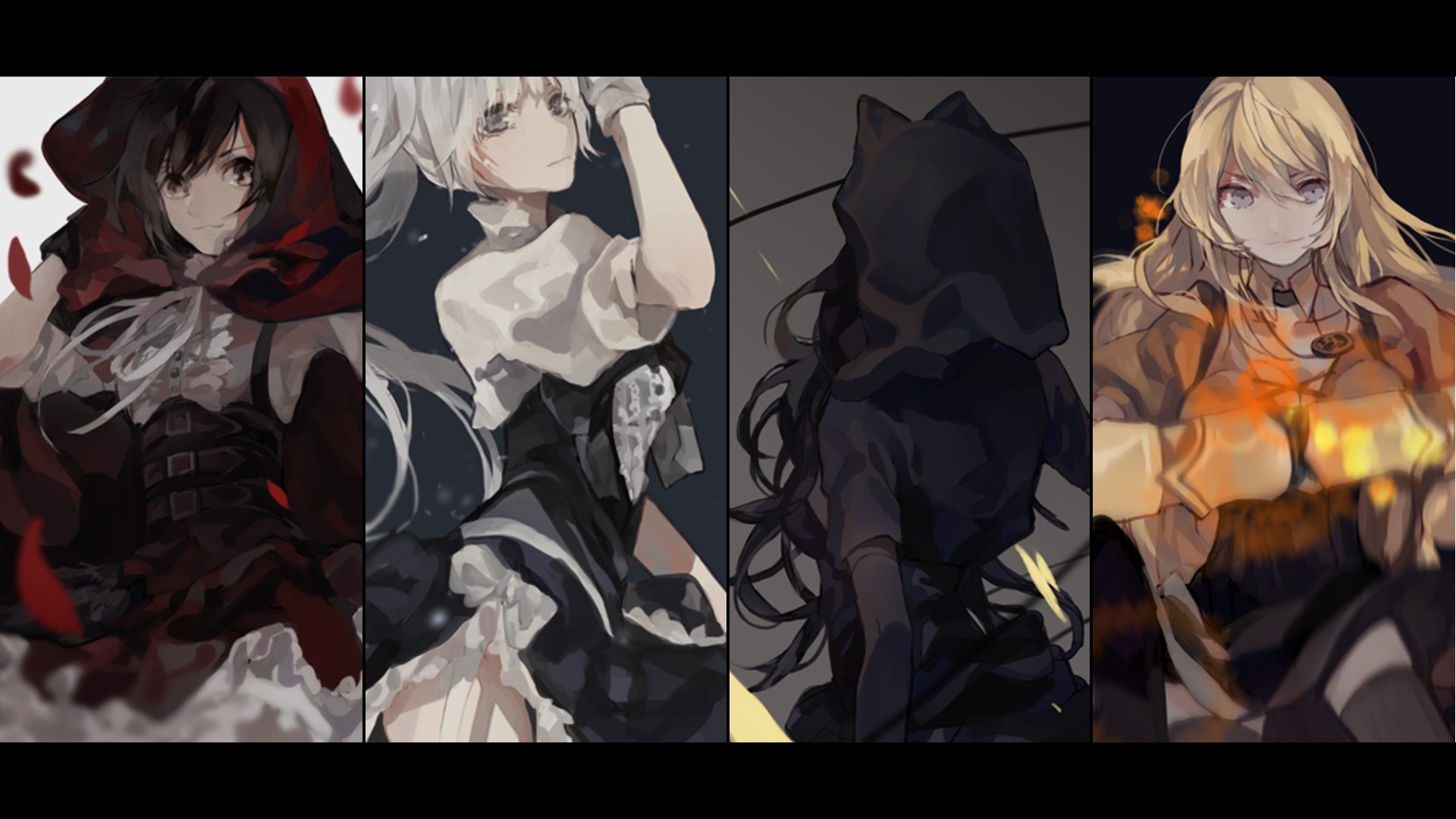 anime, RWBY, Ruby Rose, Yang Xiao Long, Blake Belladonna, Weiss Schnee Wallpaper