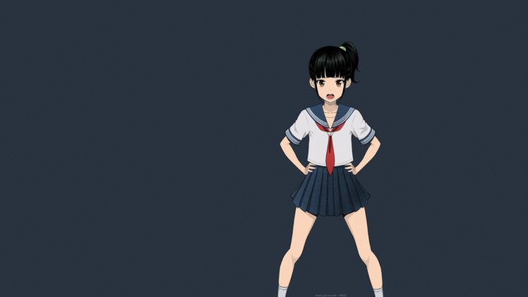 Rondo Maruko, Meikko na Shoujo no Ehon, School uniform, Schoolgirls, Anime girls, Manga, Tsundere, Short hair, Short skirt HD Wallpaper Desktop Background