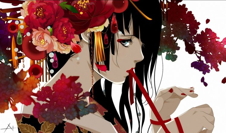original characters, Flowers, Red HD Wallpaper Desktop Background
