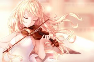 anime, Anime girls, Shigatsu wa Kimi no Uso, Miyazono Kaori, Violin, Blonde