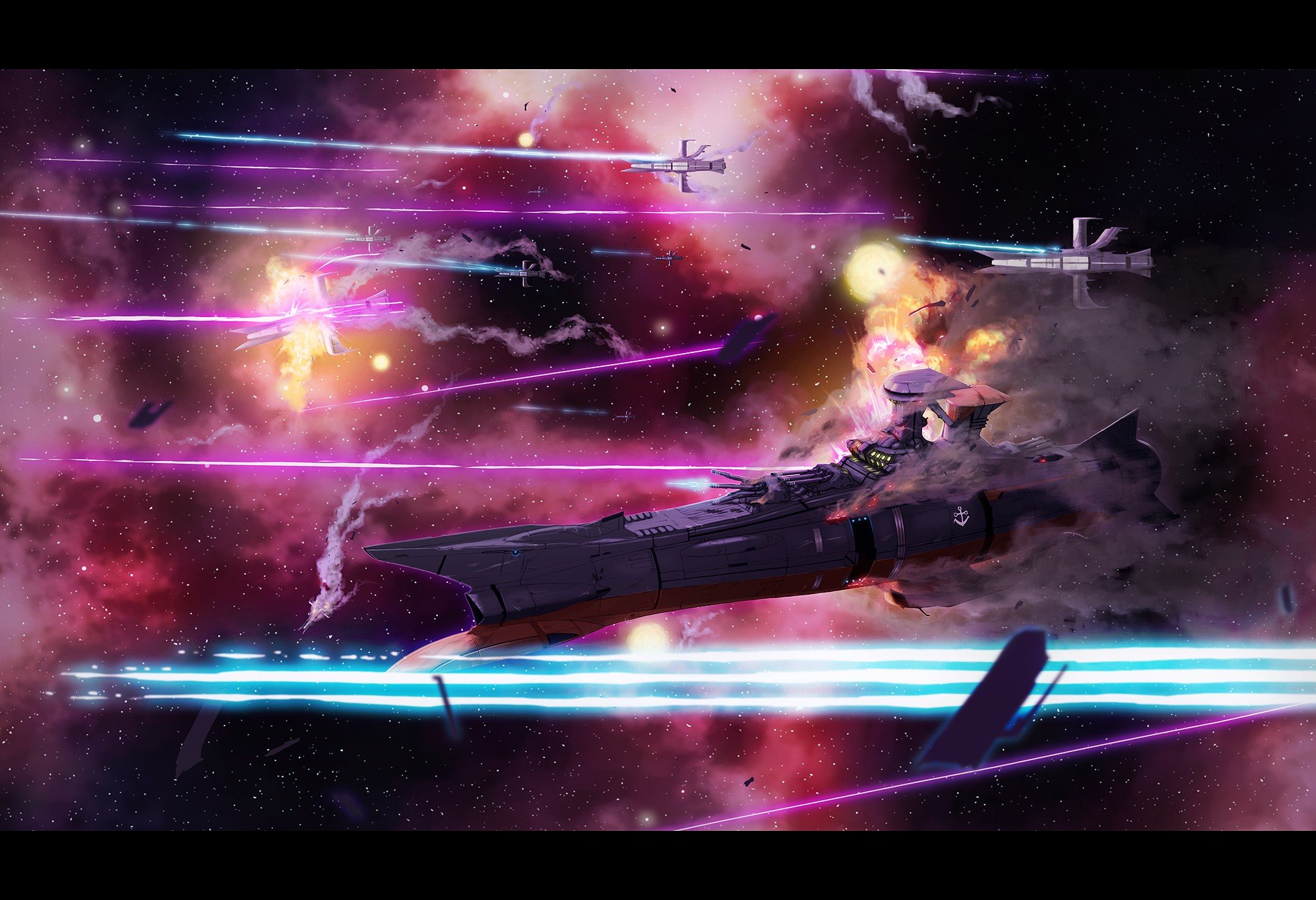 space, Battle, Battleships, Space Battleship Yamato Wallpaper