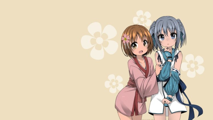 Oda Nobuna no Yabou, Hanbee Abara, Nene, Kuma puro, Syouji Ayumu, Kimono, Yukata, Short hair, Anime girls, Manga HD Wallpaper Desktop Background