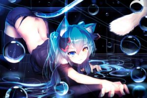 anime, Vocaloid, Heterochromia, Nekomimi, Animal ears