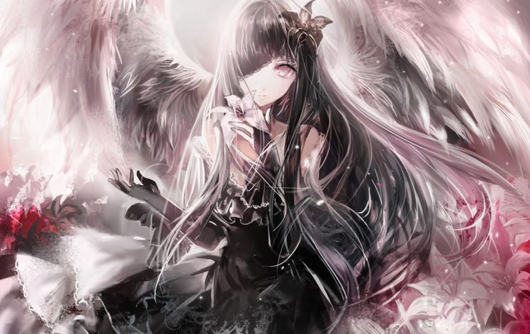 fantasy art, Black hair, Angel, Original characters HD Wallpaper Desktop Background