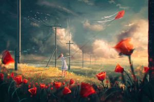 fantasy art, Kites, Flowers, Original characters, Sylar